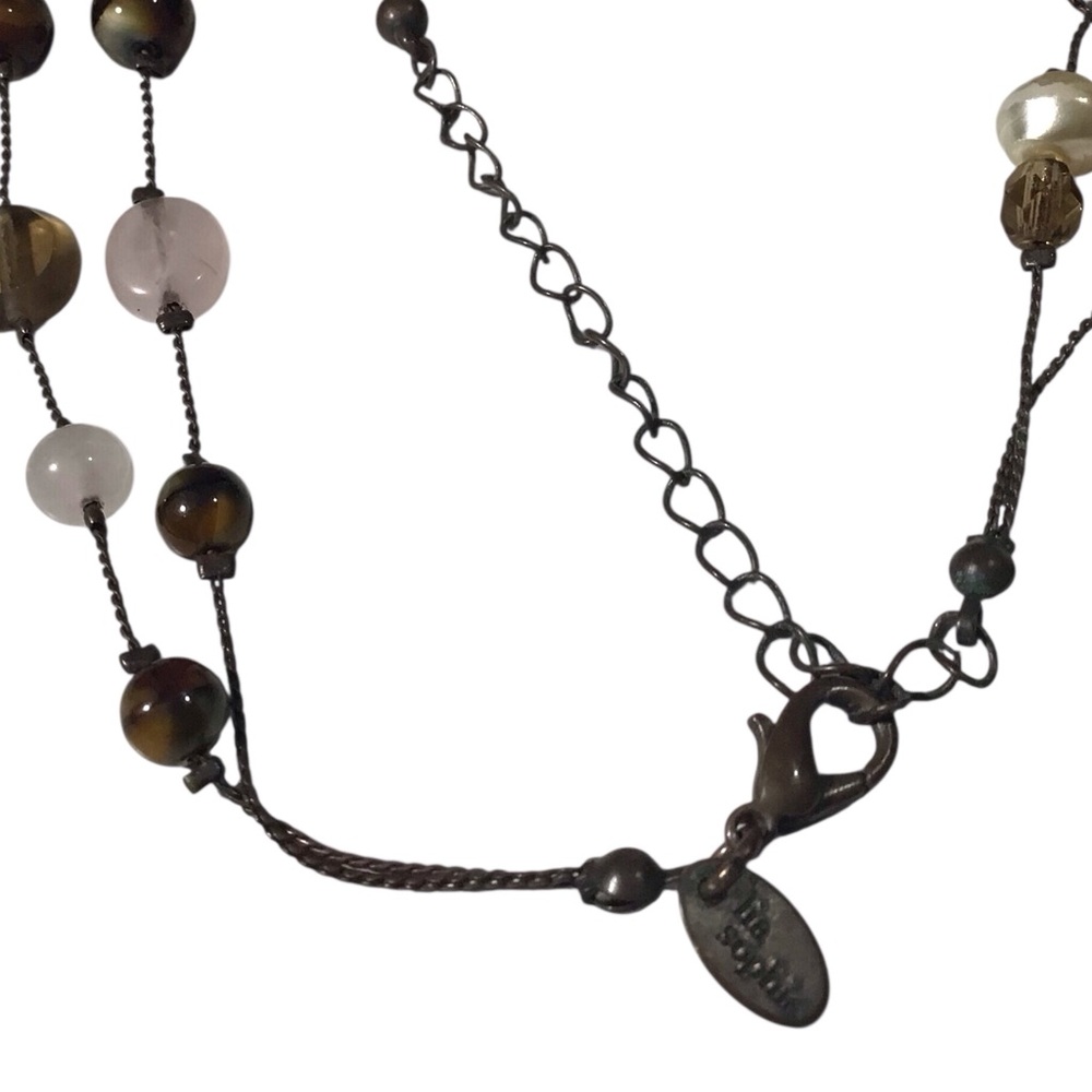 Lia Sophia Beaded Necklace Double Strand Tear Drop - Picture 3 of 7